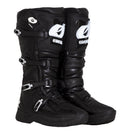 The O'Neal RMX Boot - Black by ONEAL features multiple adjustable buckles and reinforced internal protection. Its rugged design, with prominent branding, offers both style and safety for off-road riding enthusiasts.