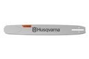 A close-up of a Husqvarna X-Tough Solid Guide Bar 20" 3/8" .063" 72DL with the "X-Tough" label in orange on the left side. The Husqvarna logo and brand name are prominently displayed in the center on a gray background, featuring a Solid Steel Bar for enhanced durability.