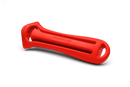 The Husqvarna File Handle - Suits Round and Flat File is expertly crafted with an ergonomic design and three central slits, making it ideal for comfortably carrying multiple tools at once. It features the word "Push" embossed at one end, set against a black background that highlights its patented file locking system.