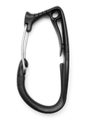 A black Husqvarna Chainsaw Hook - Petzl with a sleek, ergonomic design perfect for an arborist chainsaw. The carabiner features a wire gate closure and is marked with the word "Petzl." The object is photographed against a white background.
