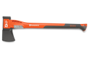 An image of a durable Husqvarna Splitting Axe S2800. The axe features a black blade and an orange and black handle, made with a fibre-reinforced PA shaft. The brand name "Husqvarna" is printed in white on the handle. The ergonomic design and grip details are clearly visible.