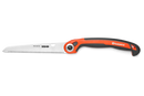 The Husqvarna Foldable Handsaw - 200 FO features a black and red ergonomic handle with a silver, serrated blade, making it perfect for outdoor activities. The handle, labeled "Husqvarna," includes a black grip for enhanced comfort. Its precision-toothed blade securely locks into an open position, ready for immediate use.