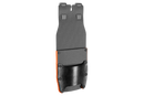 The Husqvarna Combi holster with wedge pocket, by Husqvarna, features a sleek, rectangular design in black and orange. It boasts multiple functions including a lifting hook for added versatility and a visible pocket clip for easy attachment and carry. The multitool appears closed and ready for storage or transport.