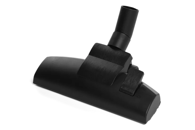 The Husqvarna Floor Nozzle by Husqvarna is a black, rectangular vacuum cleaner attachment with a circular pipe connector at the top for attaching to the vacuum cleaner hose. Ideal for vacuuming floors, it includes a brush adjustment switch. The product is shown against a white background.