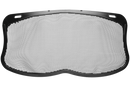 The Husqvarna Mesh Visor-Nylon, designed for protective headgear, features a sturdy black frame around the perimeter and small attachment points at the top edges. This rectangular black mesh visor by Husqvarna provides clear visibility while ensuring optimal protection against debris.