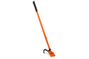 The Husqvarna Breaking Impact Bar (long) is a long-handled, durable, and robust roofing tool in orange with a black grip on the handle. It features a flat, shovel-like end with metal prongs for removing shingles, delivering extra power for roofing and construction work. The tool is showcased on a white background.