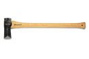 Image of a Husqvarna Large Splitting Axe with a long, natural wood handle and a black, hand-forged blade. The Husqvarna logo is engraved on the handle. The head has a wide, wedge shape designed for splitting lighter firewood with ease using its one-handed grip.