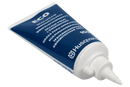 A 100-gram blue tube of Husqvarna Eco Bevel Gear Grease, showcasing the "ECO" and "Husqvarna" labels with white text in multiple languages including English, ideal for lubricating brushcutter bevel gears and transmissions. The tube features a convenient nozzle cap for easy application.