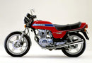Image of the Ventura EVO-12 Bike-Pack Kit with a black EVO-12 pack and orange accent, an EVO-Rack on a Honda CB 400 NA, NB, NC (79 >), and an L-Bracket with screws. The versatile Top-Box Rack offers secure storage for biking adventures.