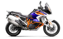 The image features a Ventura EVO-12 Bike-Pack Kit on a KTM 1290 Super Adventure R, S (21 - >) in black, including an adjustable Evo-Rack with an L-Bracket and screws for securing gear.