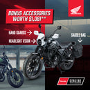 Experience the thrill of the orange 2023 Honda CL500 SCRAMBLER, boasting a 500cc twin-cylinder engine and scrambler styling. Equipped with ABS for safety, it's priced at $12,345. Save $1,600 in our limited-stock garage sale promotion!.