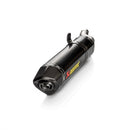 The Slip On CB400/500X/NX500/CB500 exhaust pipe by Crown Kiwi Enterprises Limited features a black carbon-fiber look with the brand logo in yellow and red. It has a cylindrical shape with a curved tip, set against a white background.