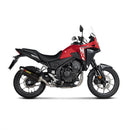 The Slip On CB400/500X/NX500/CB500 exhaust pipe by Crown Kiwi Enterprises Limited features a black carbon-fiber look with the brand logo in yellow and red. It has a cylindrical shape with a curved tip, set against a white background.