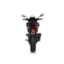 The Slip On CB400/500X/NX500/CB500 exhaust pipe by Crown Kiwi Enterprises Limited features a black carbon-fiber look with the brand logo in yellow and red. It has a cylindrical shape with a curved tip, set against a white background.