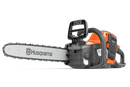 A Husqvarna Husqvarna 240i Chainsaw (Kit) with an orange and black body and a silver cutting bar and chain, displayed on a plain white background, ready to tackle any demanding garden tasks with power and precision.