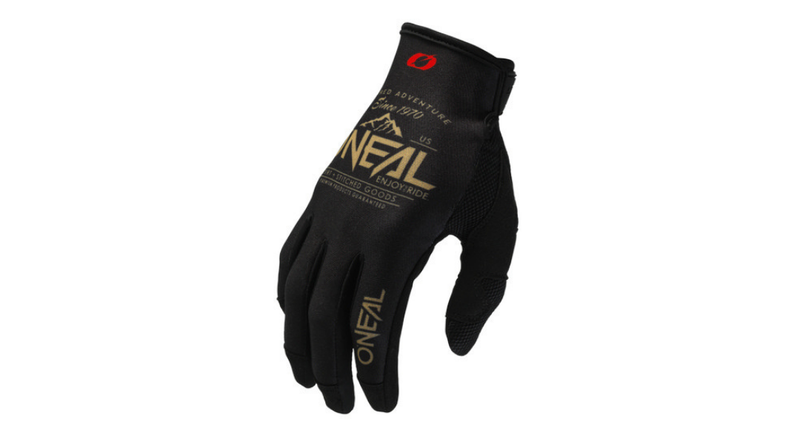 Oneal Black MX glove Gold writing - NZ Summer Gear