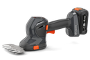 The Husqvarna Aspire™ Shrub Shear 18V (Skin) is a sleek, modern black and orange battery-operated hedge trimmer with an 18V POWER FOR ALL ALLIANCE system. It includes a detachable blade and interchangeable Shrub Shear attachment, displayed on a plain white background.