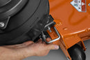A Husqvarna PZ/Z500X Series riding lawn mower equipped with the Husqvarna 3 Bin Collector with Blower attached to the rear for grass collection. The mower features a sturdy frame, a high-back seat, and a roll bar. It has a hose connecting the mower deck to the 3 Bin Collector for efficient grass transfer.