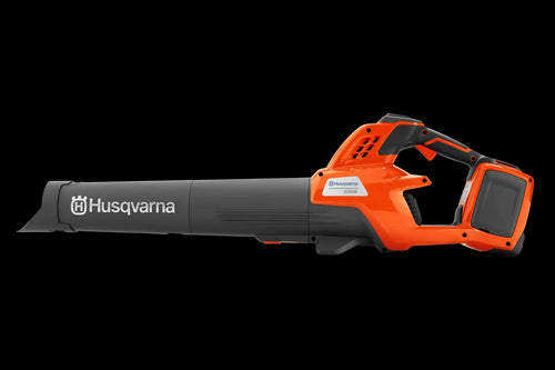 The Husqvarna 230iB Leaf Blower skin, featuring a brushless motor for enhanced efficiency, showcases a sleek orange design with black and gray accents. The "Husqvarna" name is proudly displayed on the tube, and its ergonomic handle ensures comfortable operation.