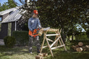 A Husqvarna Husqvarna 240i Chainsaw (Kit) with an orange and black body and a silver cutting bar and chain, displayed on a plain white background, ready to tackle any demanding garden tasks with power and precision.