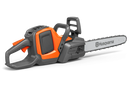 A Husqvarna Husqvarna 240i Chainsaw (Kit) with an orange and black body and a silver cutting bar and chain, displayed on a plain white background, ready to tackle any demanding garden tasks with power and precision.