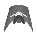 The THOR MX HELMET VISOR KIT S23Y SECTOR YOUTH CHEV GREY BLACK features a sleek, angular, aerodynamic design with dual front ventilation slits. Inspired by the iconic Thor MX style, this youth visor sports a white center accent and rounded side attachment points for secure helmet fitment. A perfect addition to any helmet visor kit.