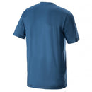 The Blue Alpinestars Ageless v3 Tech Tee features a large star design on the chest with "ALPINESTARS" and "ONE GOAL. ONE VISION" beneath, crafted with a performance blend for optimal comfort, perfect for your active lifestyle.