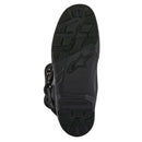 The Alpinestars Tech-3 Enduro Black, by Crown Kiwi Enterprises Limited, boasts reinforced sections, adjustable straps, and robust soles. These black motocross boots with white logos offer superb external protection, ideal for off-road riding.