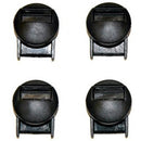 Four Alpinestars Strap Lock Set black circular car seat belt buckles by Crown Kiwi Enterprises Limited are arranged with clips in a grid pattern on a white background.