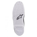 The Alpinestars Tech-7S/Stella Tech-3 sole from Crown Kiwi Enterprises Limited features a white base, a black stylized star logo near the arch, and textured patterns designed for optimal grip and traction.