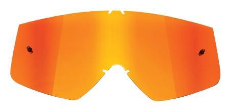 A single, large GOGGLE LENS THOR CONQUER COMBAT SNIPER IRIDIUM in a gradient orange color, designed for sports or protective eyewear by THOR MX. The lens has no frame, with two small black attachment points on either side and a curved cutout at the bottom center.