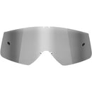 A single, slightly curved Goggle Lens replacement, likely for sports or safety goggles. The THOR MX GOGGLE LENS THOR MX SNIPER PRO MIRROR boasts a sleek, mirror-like surface and a modern design, featuring a subtle notch at the top center and two small attachment points on each side.