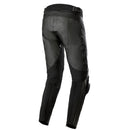 The ALPINESTARS Alpinestars Missile v3 Leather Pants Black are crafted from a premium leather chassis combined with textile material. These pants feature zipped vents, knee sliders with a star logo, and reinforced stitching. Designed for a sleek and fitted look, they include a zipper and button closure at the waist, zippers at the ankle, and are compatible with the Tech-Air® 10 Airbag System.