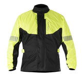 The Alpinestars Hurricane Rain Jacket Yellow by Crown Kiwi Enterprises Limited is a high-visibility, waterproof rain jacket featuring bright yellow and black sections. It includes reflective detailing on the sleeves and front, along with adjustable side straps for a better fit. Ideal as part of a motorcycle kit, it ensures safety in all weather conditions.