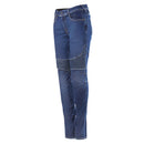 These Alpinestars Stella Callie Denim Pants in Blue from Crown Kiwi Enterprises Limited offer a side view of slim-fit denim with panel details on the thighs and a stylish silhouette. Designed for female riders, these jeans feature a five-pocket style, visible stitching, and provide impact protection without sacrificing fashion.