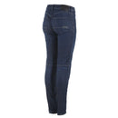 Alpinestars Daisy V2 Denim Rinse Blue women's jeans by ALPINESTARS, shown on a white background. These jeans showcase a classic five-pocket design, straight leg cut, visible stitching, and Kevlar reinforcements for enhanced durability.