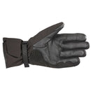 The Alpinestars Tourer W-7 Drystar Gloves by ALPINESTARS are black and gray with a star logo on the index finger. They feature detailed stitching, a wrist adjustment strap, and provide protection and grip while being touchscreen compatible for convenience.