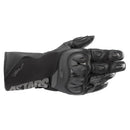 The Alpinestars SP-365 Drystar Glove by Crown Kiwi Enterprises Limited features a black design, SP knuckle protector, and velcro strap. It is palm-side down and incorporates waterproof performance technology for enhanced protection.