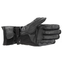 The Alpinestars SP-365 Drystar Glove by Crown Kiwi Enterprises Limited features a black design, SP knuckle protector, and velcro strap. It is palm-side down and incorporates waterproof performance technology for enhanced protection.