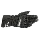 The Alpinestars GP Plus R V2 Gloves Black by Crown Kiwi Enterprises Limited, made of full-grain leather, offer reinforced knuckles and ventilation. Featuring a star logo near the wrist they ensure exceptional protection, durability, and top-notch performance for serious riders.