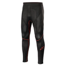 Image of black and grey Alpinestars Ride Tech v2 Summer Bottom by ALPINESTARS. The pants feature red seam details and textured fabric sections on the thighs and knees. The Alpinestars logo is visible on the lower right leg. The waist is elasticated for a snug fit, perfect for summer rides.