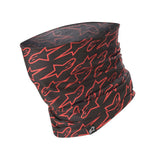 The Alpinestars Astars Neck Tube by ALPINESTARS is a black gaiter with a red stylized star pattern, designed for rider comfort. This lightweight, flexible accessory is perfect as head or neckwear for summer and spring adventures.