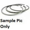 A set of three metal piston rings are arranged in a semi-circular pattern on a white background. Text below the image reads "Sample Pic Only." The product featured is *RING VERTEX 2 STROKE 54MM by VERTEX.