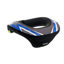 The Alpinestars Sequence Youth Neck Roll by Crown Kiwi Enterprises Limited in Black/Anthracite/Blue showcases an aerodynamic design with a prominent logo on the side and features a sleek, contoured shape for enhanced safety and comfort.