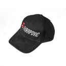 The Akrapovic Baseball Cap from AKRAPOVIC showcases a striking embroidered logo with white "AKRAPOVIČ" text and a red accent on the front. Made from 100% cotton, its design stands out against a plain white background.