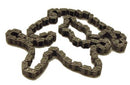 A CAM CHAIN MORSE VERTEX HUSQVARNA FC250 350 FE250 350 FC450 KTM250 350EXCF 250 350SXF FREERIDE250F from the VERTEX brand, laid out on a white surface. This chain, similar to those used in Vertex Morse systems, has multiple linked segments and is commonly utilized in machinery for transmitting mechanical power.