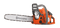 A Husqvarna 120 Mark II Chainsaw with an orange body and a silver blade is shown. The word "Husqvarna" is printed on the side of the blade. Positioned at a slight angle, it highlights its ergonomic handle and design, making it perfect for maintaining lawns and garden tasks efficiently.