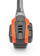 An image of a 2021 Husqvarna 520iLX Battery Grass Trimmer - Skin Only, featuring a head with a dual-line cutting system and an ergonomic handle. The motor and battery compartment are located at the rear end, showcasing its power and efficiency, with the device positioned horizontally against a plain white background.