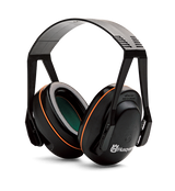 The Husqvarna Garden Earmuffs are a pair of black over-ear hearing protection earmuffs with orange accents and an adjustable headband, featuring the "Husqvarna" branding. Designed to reduce noise exposure, they ensure a secure fit that remains comfortable for extended use.