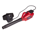 The Honda HHB36 Battery Blower Kit from Honda Power Equipment is a red and black, 36V battery-powered leaf blower with a long nozzle and detachable battery. It features a powerful electric motor, with a harness and straps to be worn around the waist for easier handling, complemented by a handle on top for convenience.